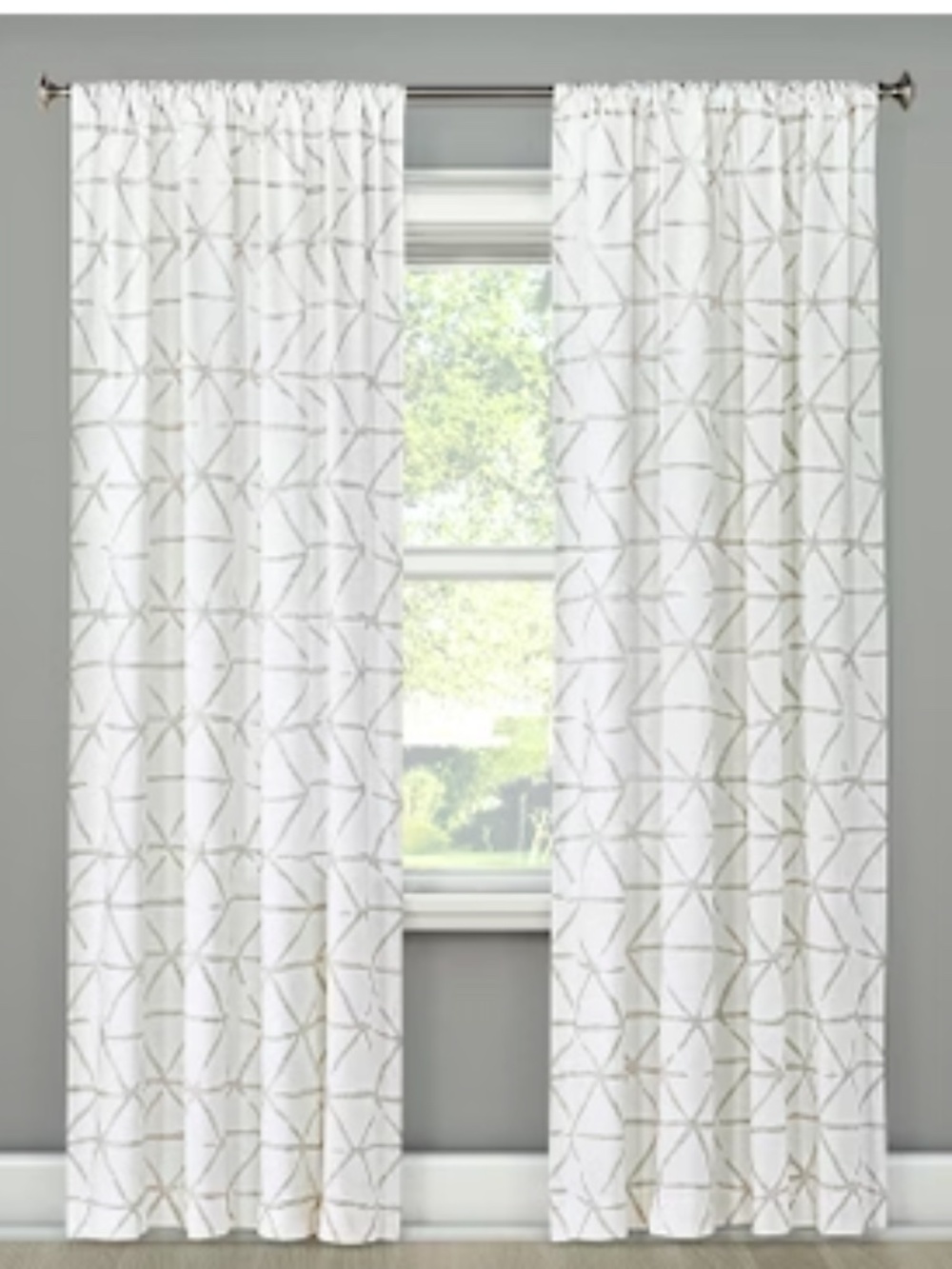 Threshold (Target) White & Gray Light Filtering Curtains x2